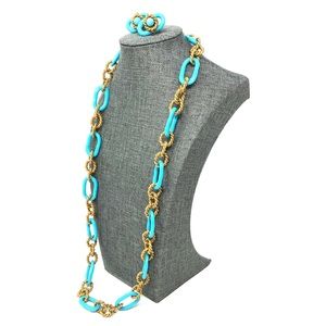 MIRIAM HASKELL vintage turquoise/gold set